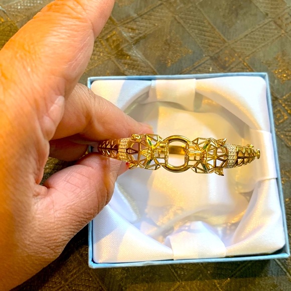 Double head panther bangle bracelet - Picture 3 of 11